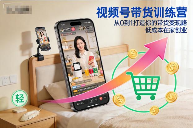 视频号带货训练营,从0到1打造你的带货变现路,低成本在家创业-站源网