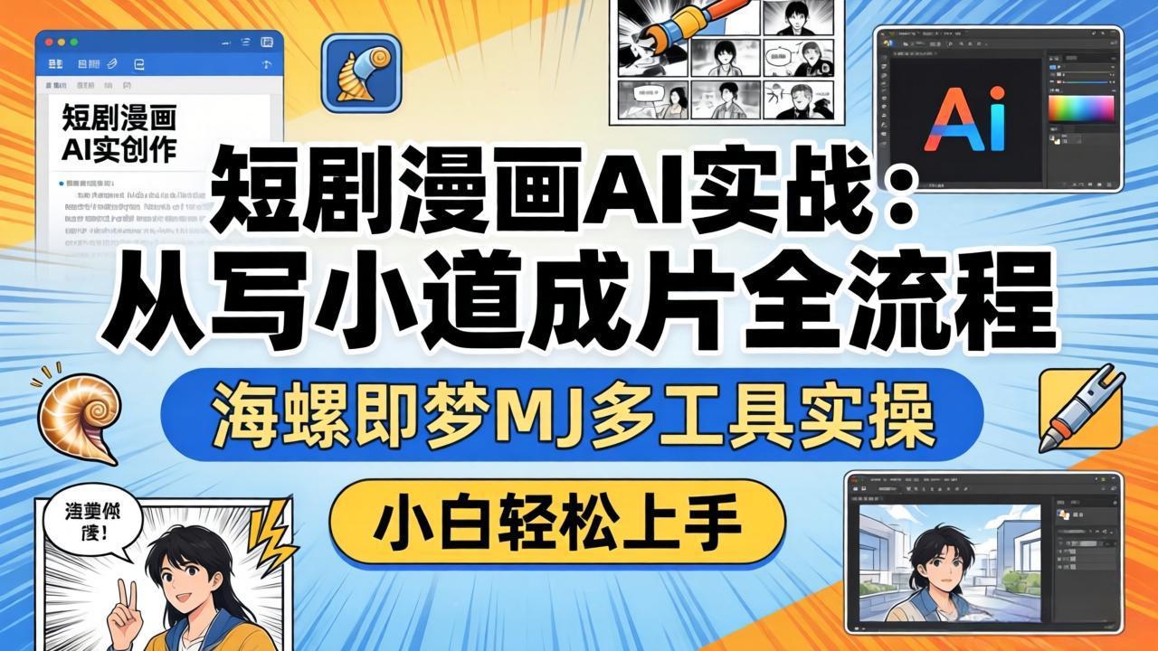 短剧漫画AI实战:从写小说到成片全流程,海螺即梦MJ多工具实操,小白轻松上手 短剧漫画AI实战:从写小说到成片全流程,海螺即梦MJ多工具实操,小白轻松上手