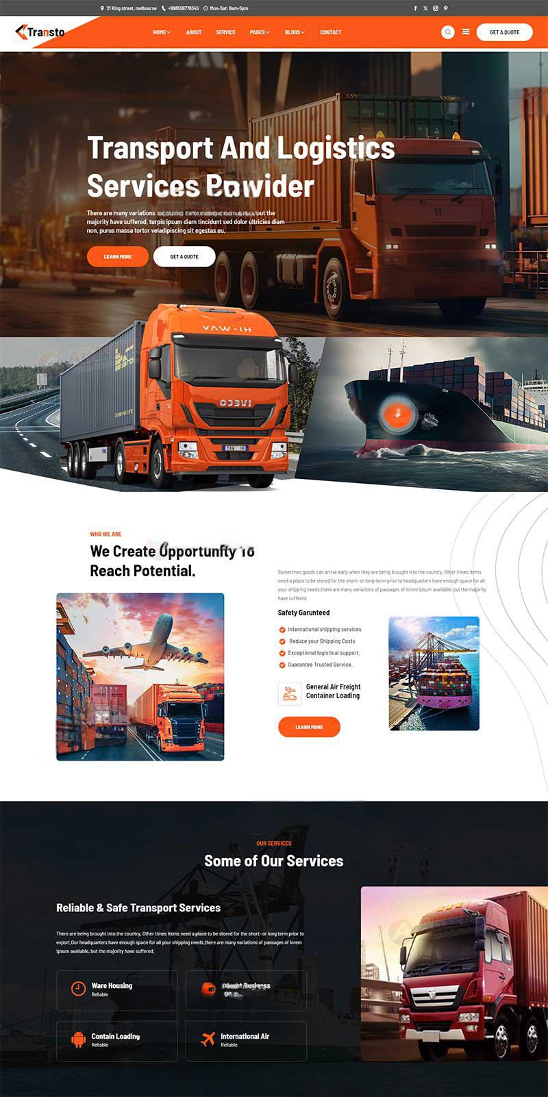 响应式货车物流运输网页模板-站源网