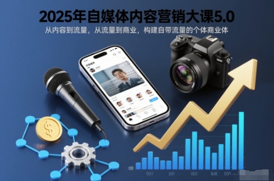 2025年自媒体内容营销大课5.0，从内容到流量，从流量到商业，构建自带流量的个体商业体-站源网