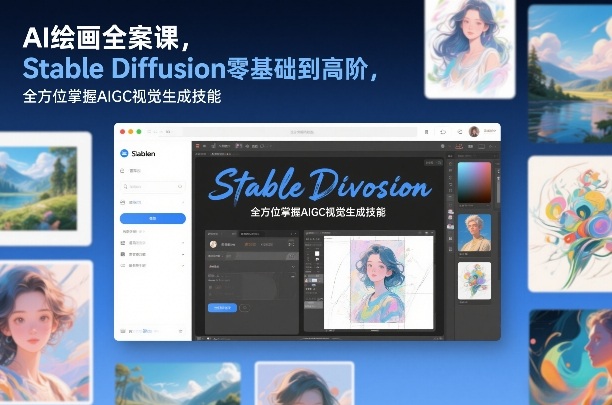 AI绘画全案课,Stable Diffusion零基础到高阶,全方位掌握AIGC视觉生成技能 AI绘画全案课,Stable Diffusion零基础到高阶,全方位掌握AIGC视觉生成技能