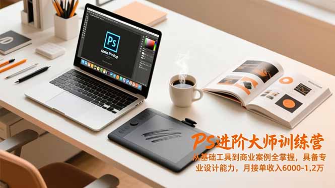 PS进阶大师训练营,从基础工具到商业案例全掌握,具备专业设计能力,月接单收入6000-1.2万-站源网