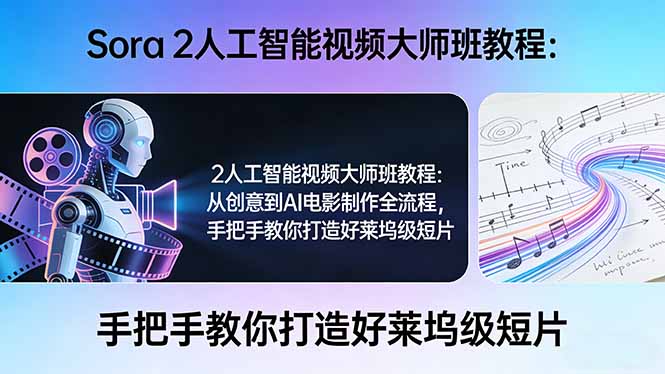 Sora 2人工智能视频大师班教程：从创意到AI电影制作全流程，手把手教你打造好莱坞级短片