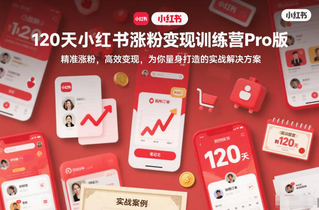 120天小红书涨粉变现训练营Pro版，精准涨粉，高效变现，为你量身打造的实战解决方案-站源网