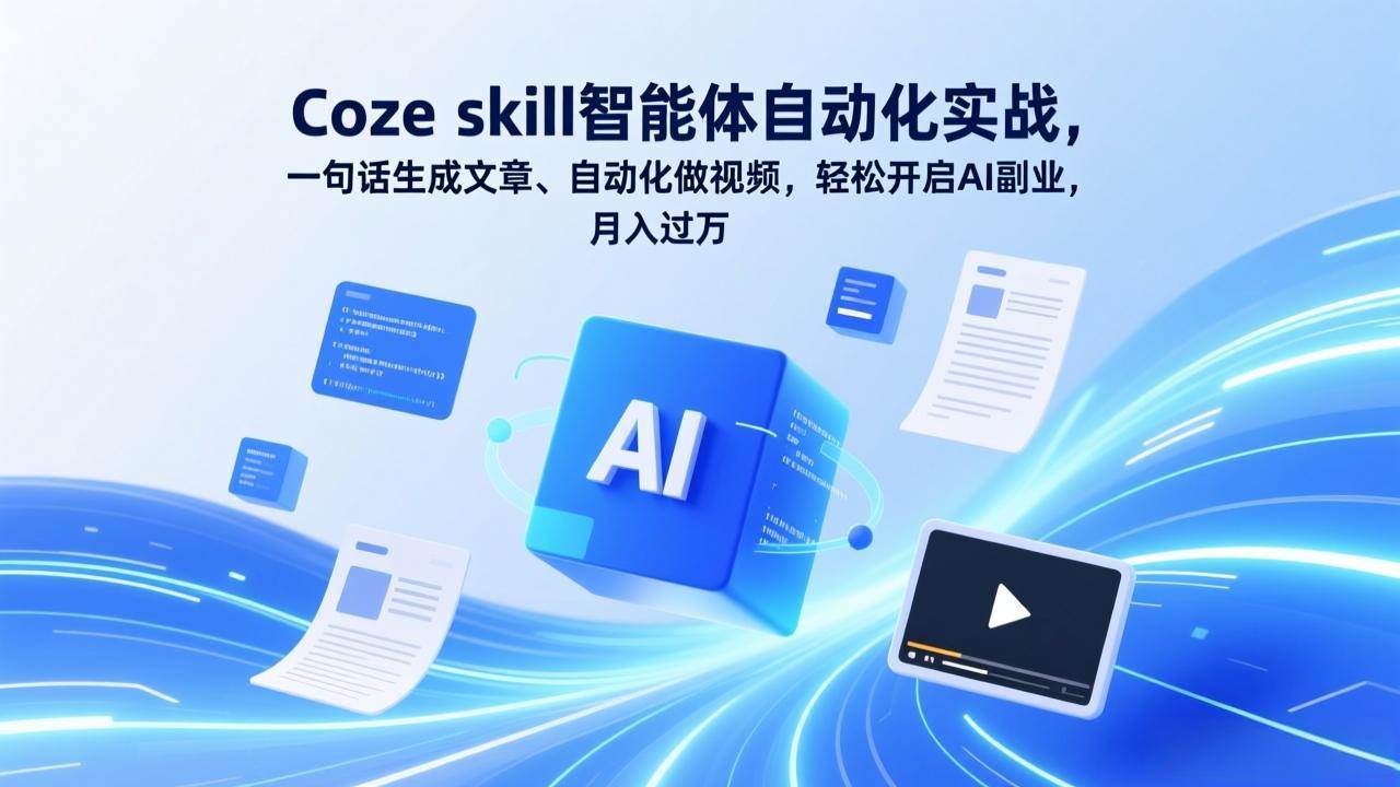 (17399期)Coze skill智能体自动化实战,一句话生成文章、自动化做视频,轻松开启AI副业,月入过万 (17399期)Coze skill智能体自动化实战,一句话生成文章、自动化做视频,轻松开启AI副业,月入过万