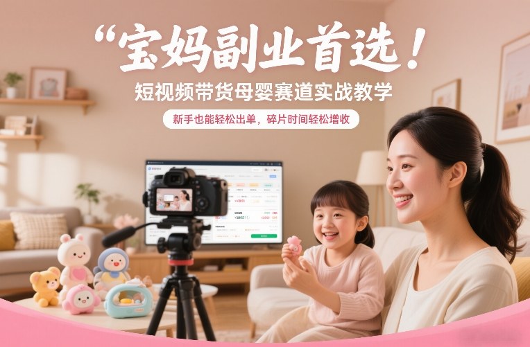 宝妈副业首选!短视频带货母婴赛道实战教学,新手也能轻松出单,碎片时间轻松增收 宝妈副业首选!短视频带货母婴赛道实战教学,新手也能轻松出单,碎片时间轻松增收